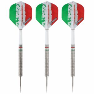 Silber grün weiß rot Steeldart-Set Italien